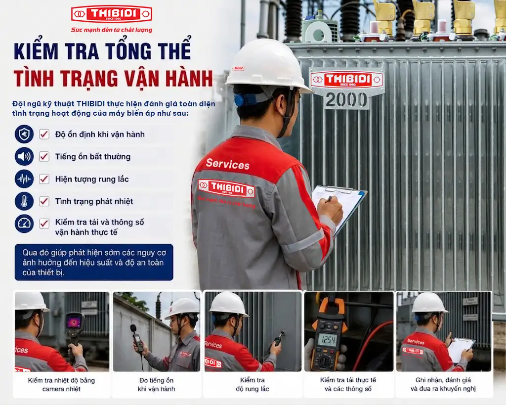 Các hạng mục kiểm tra và bảo dưỡng máy biến áp tại THIBIDI