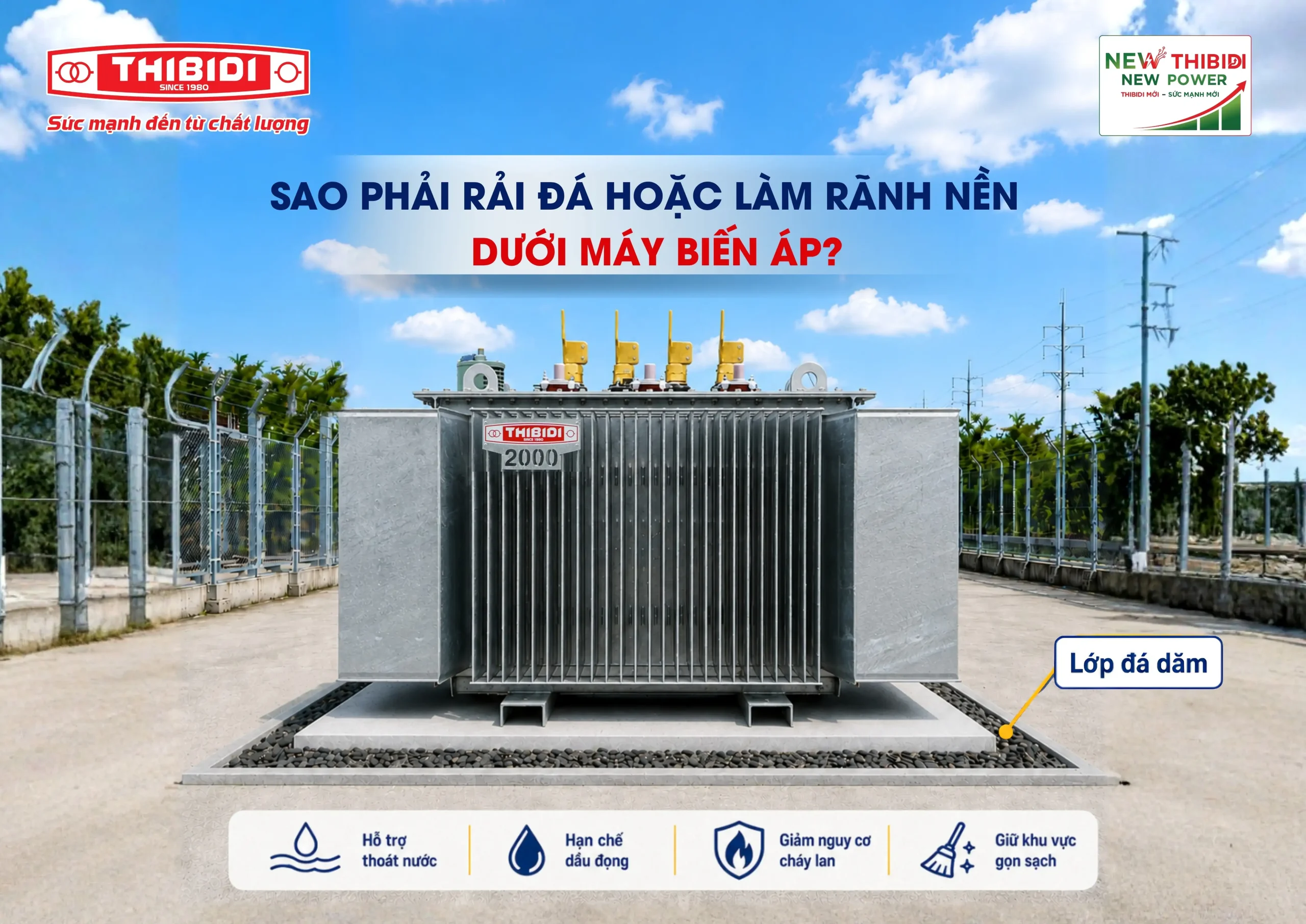 Tại sao phải rải đá hoặc làm rãnh nền dưới máy biến áp?