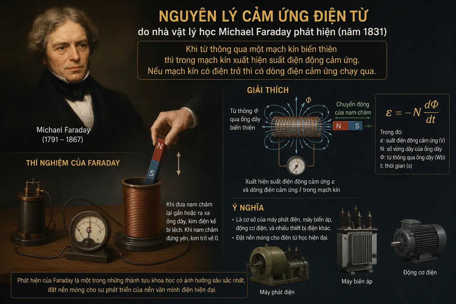 Máy biến áp hoạt động như thế nào? Cấu tạo và nguyên lý hoạt động Nguyên lý cảm ứng điện từ do nhà vật lý học Michael Faraday phát hiện