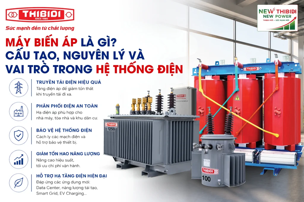 Máy biến áp là gì? Cấu tạo và nguyên lý hoạt động của máy biến áp Máy biến áp là gì? Cấu tạo, nguyên lý và vai trò trong hệ thống điện