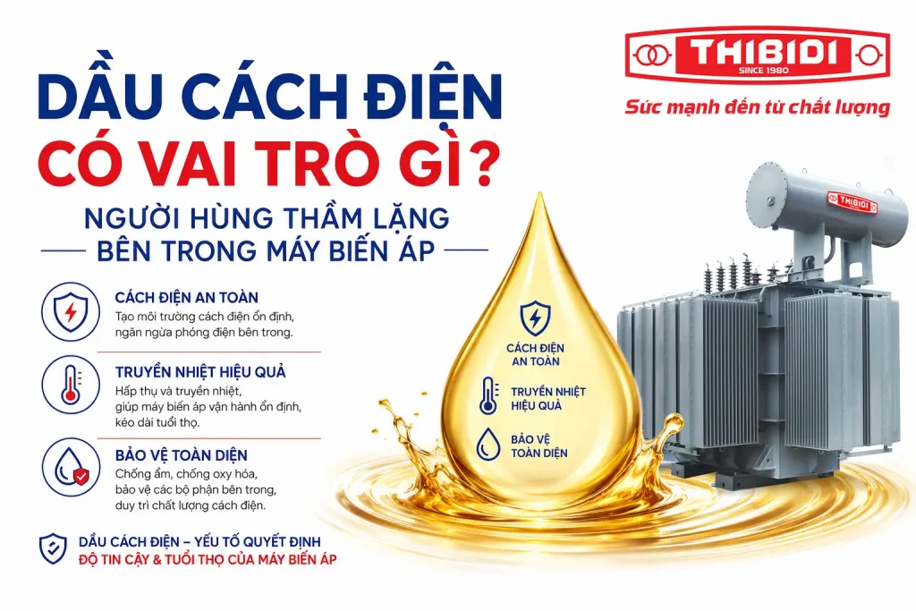 Dầu cách điện có vai trò gì trong máy biến áp