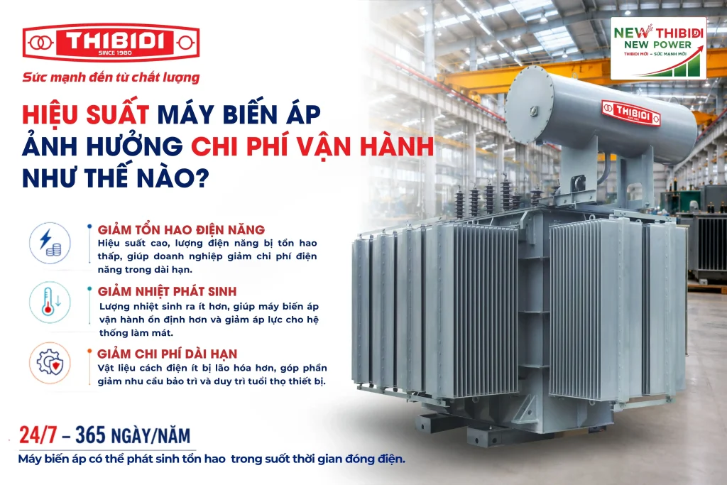 Hiệu suất máy biến áp ảnh hưởng chi phí vận hành thế nào?