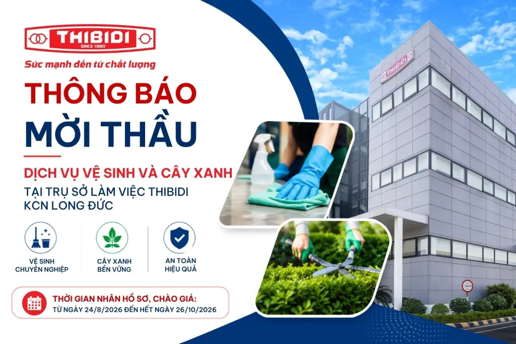 THIBIDI mời thầu dịch vụ vệ sinh công nghiệp và chăm sóc cây xanh