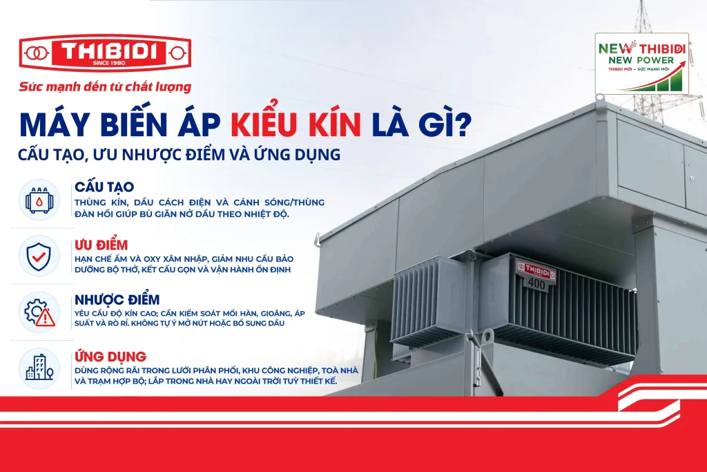 Máy biến áp kiểu kín là gì? Cấu tạo, ưu nhược điểm và ứng dụng