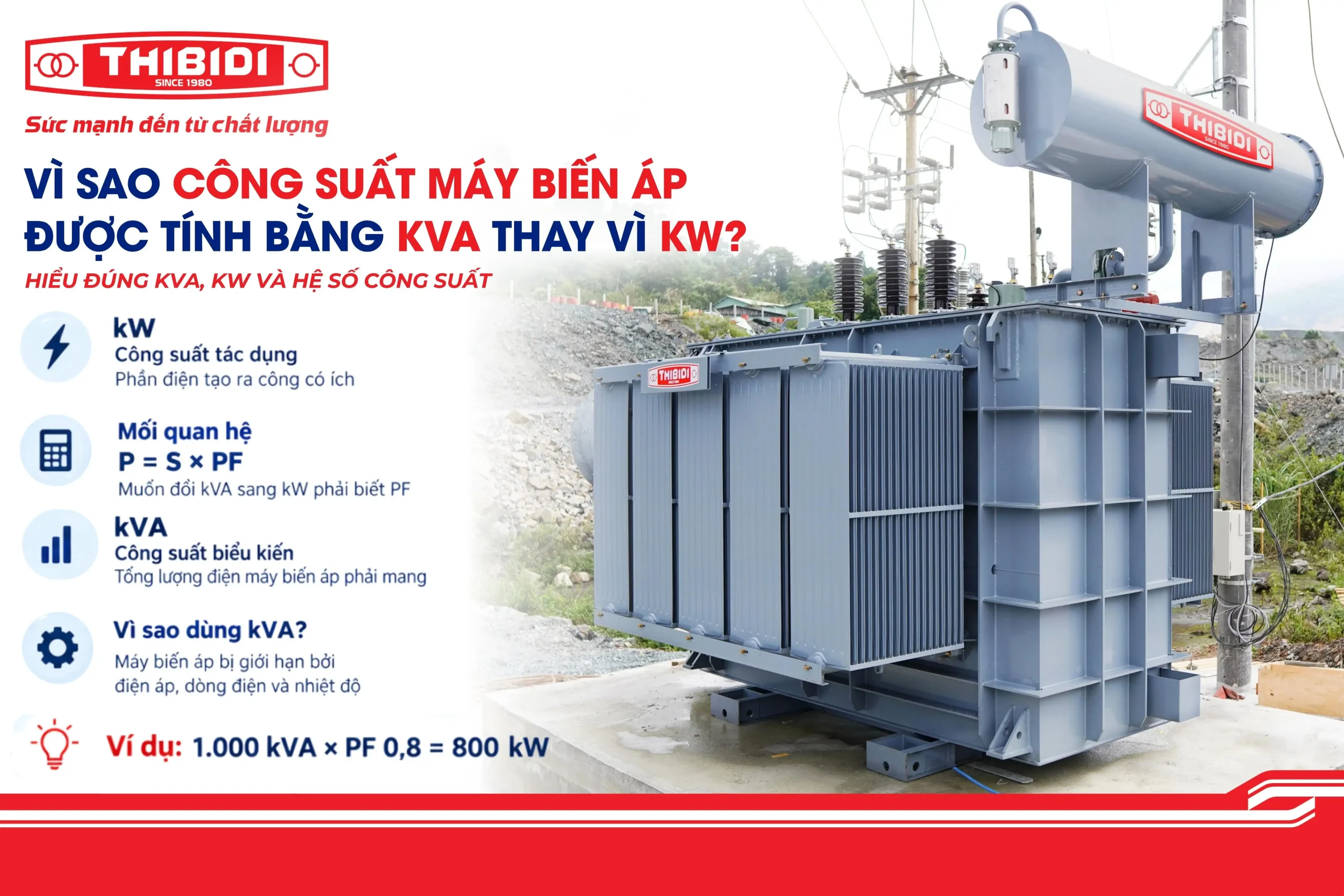 Vì sao công suất máy biến áp được tính bằng kVA thay vì kW