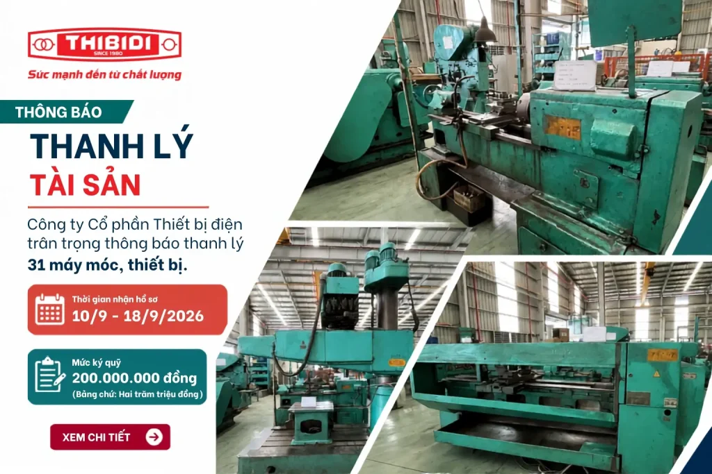 Thông báo bán tài sản (máy móc, thiết bị) thanh lý
